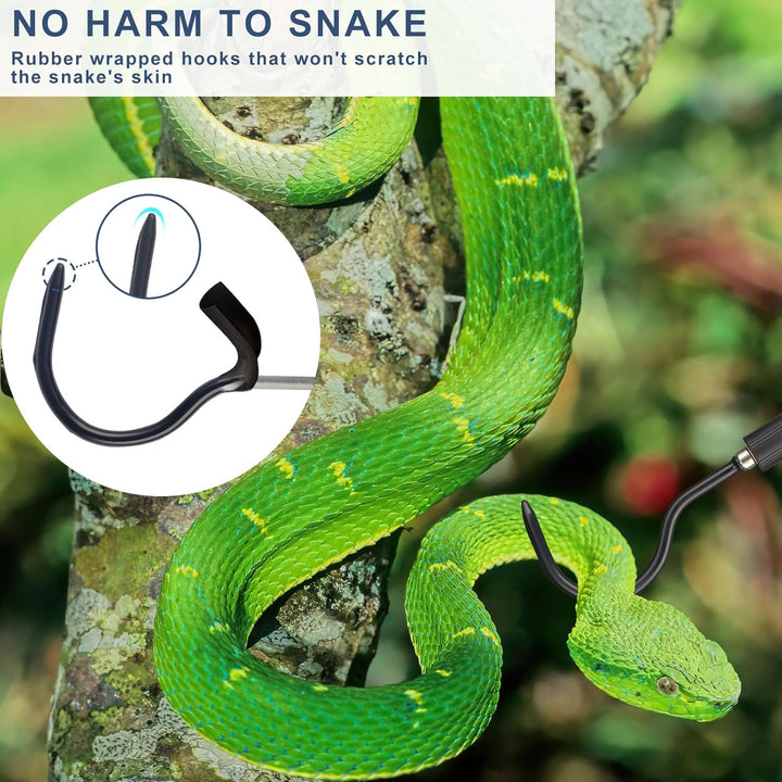 Snake Hook Heavy Duty, 35"-65" Snake Reptile Hook Rubber Tip for Rattlesnakes Ball Python Rattle Cobra Removal Non Slip Foam Handle Stainless Steel
