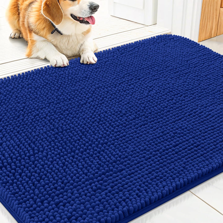 Dog Door Mat for Muddy Paws 30X20, Absorbs Moisture and Dirt Doormat, Non-Slip Washable Quick Dry Chenille Front Door Mat Indoor Entrance, Entryway Carpet for inside Floor, Grey