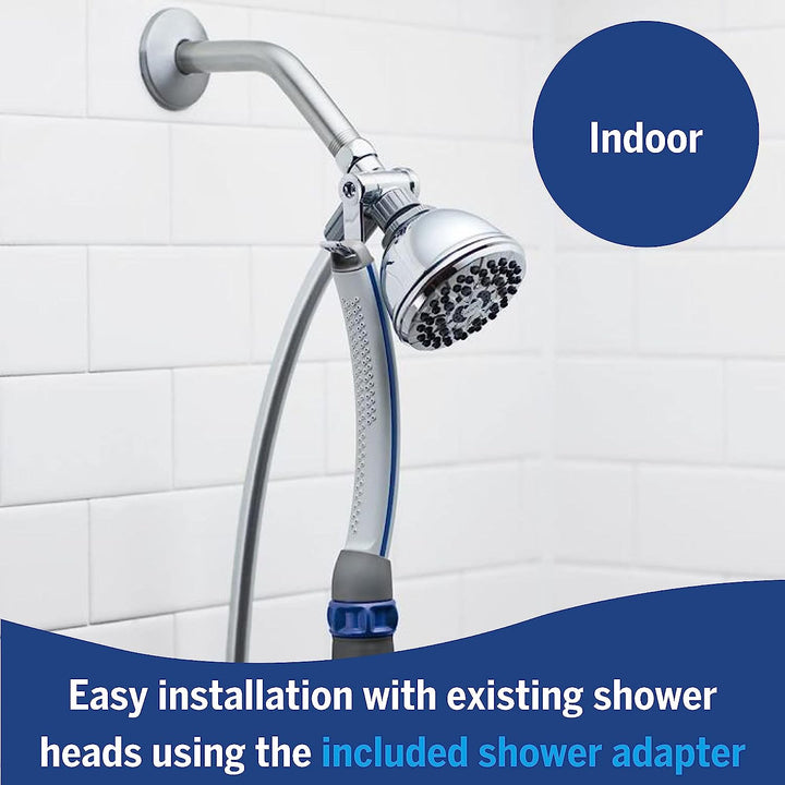 Pet Wand Pro Dog Shower Attachment for Fast and Easy Dog Bathing and Cleaning, Indoor and Outdoor Sprayer Includes 8-Foot Flex Hose, Blue/Grey, PPR-252E