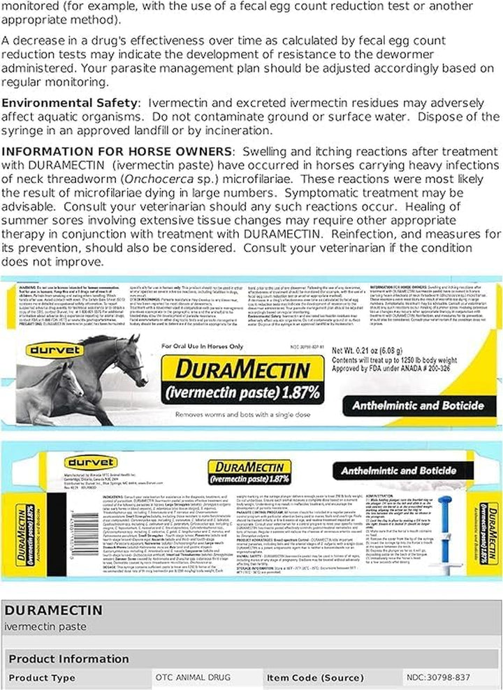 Duramectin Ivermectin Paste 1.87% for Horses, 0.21 Oz (Pack of 2)