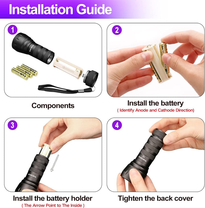 Black Light UV Light Flashlight, 21 LED 395Nm Ultraviolet Blacklight Flashlight Mini Pet Urine Detector for Dog/Cat, Dry Stains, Resin Curing, Matching with Pet Odor Eliminator(Batteries Are Included)