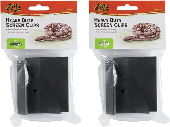 (2 Pack)  Reptile Terrarium Covers Heavty Duty Screen Clips, Large 30Gallon or Larger, 2 Clips Each