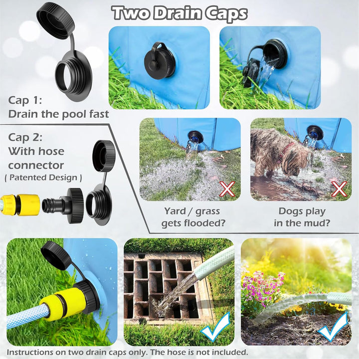 Foldable Dog Pet Bath Pool Collapsible Dog Pet Pool Bathing Tub Kiddie Pool Doggie Wading Pool for Puppy Small Medium Large Dogs Cats and Kids 48" Blue