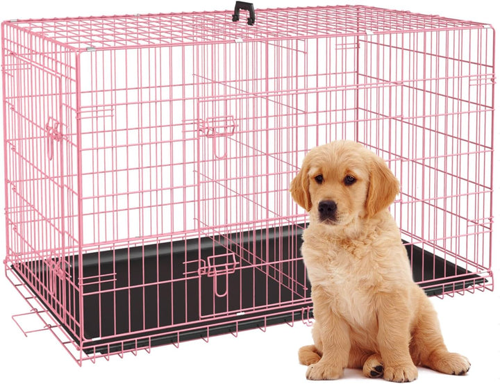 | Dog Crate | 18" | Black | Foldable Metal Kennel with Single Doors, Secure Slide-Bolt Latches, Leakproof Tray | Portable Dog Cage for Small Breeds | for Travel, Indoor & Outdoor Use