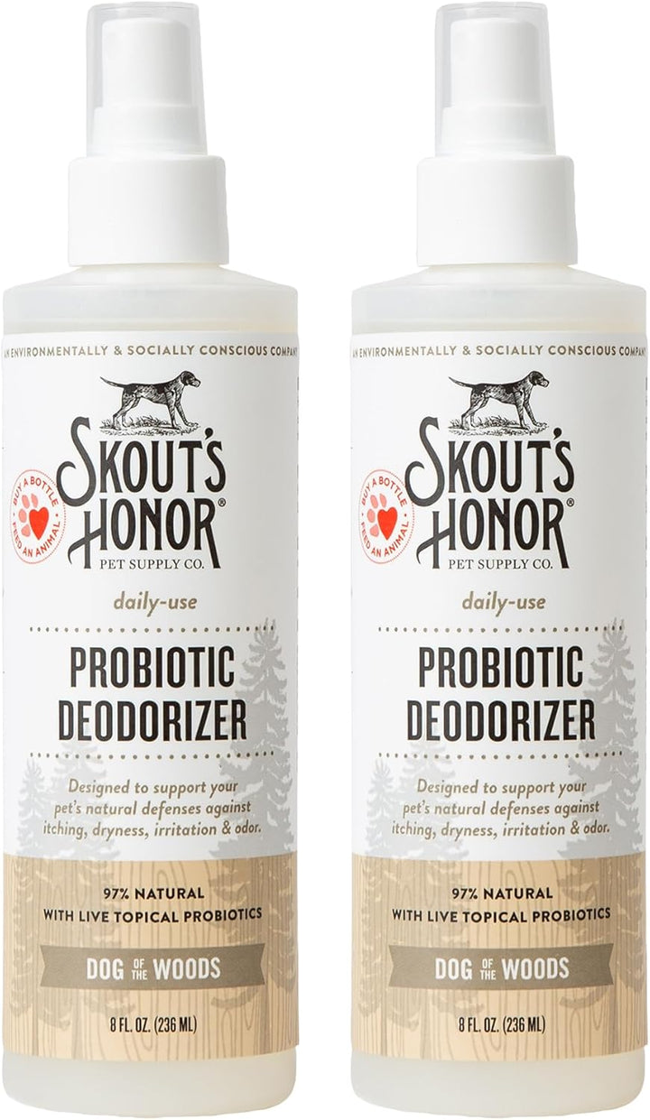 Probiotic Pet Deodorizer Spray- Hydrating Daily-Use with Avocado Oil & Omega-3S, Microbiome Friendly Certiified, Paraben & Sulfate-Free, 97% Natural, 8Oz, Dog of the Woods