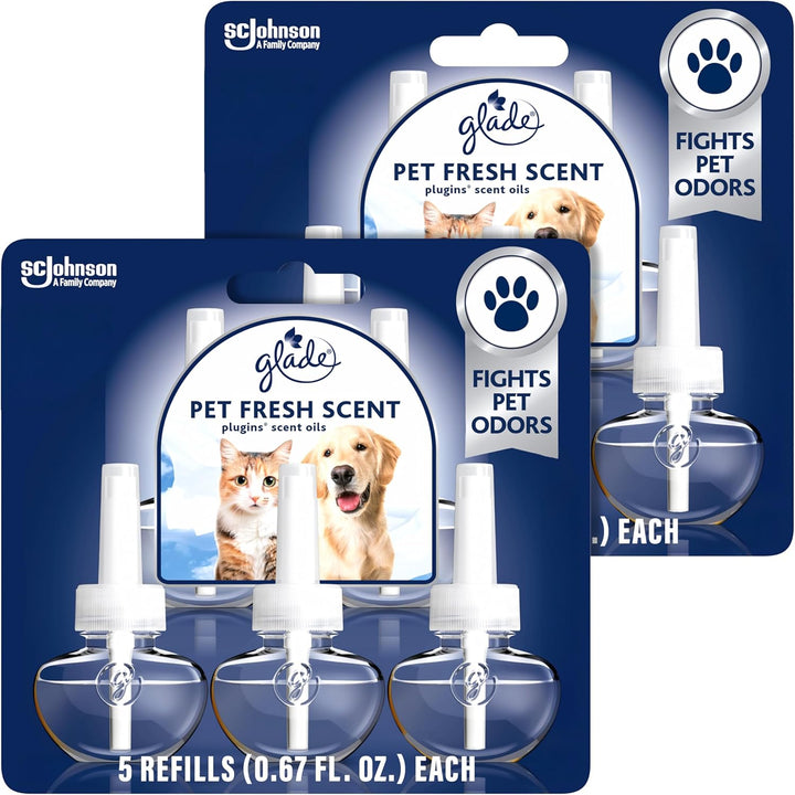 Plugins Refills Air Freshener, Pet Fresh Scent, Scented and Essential Oils for Home and Bathroom, 0.67 Fl Oz, 5 Count