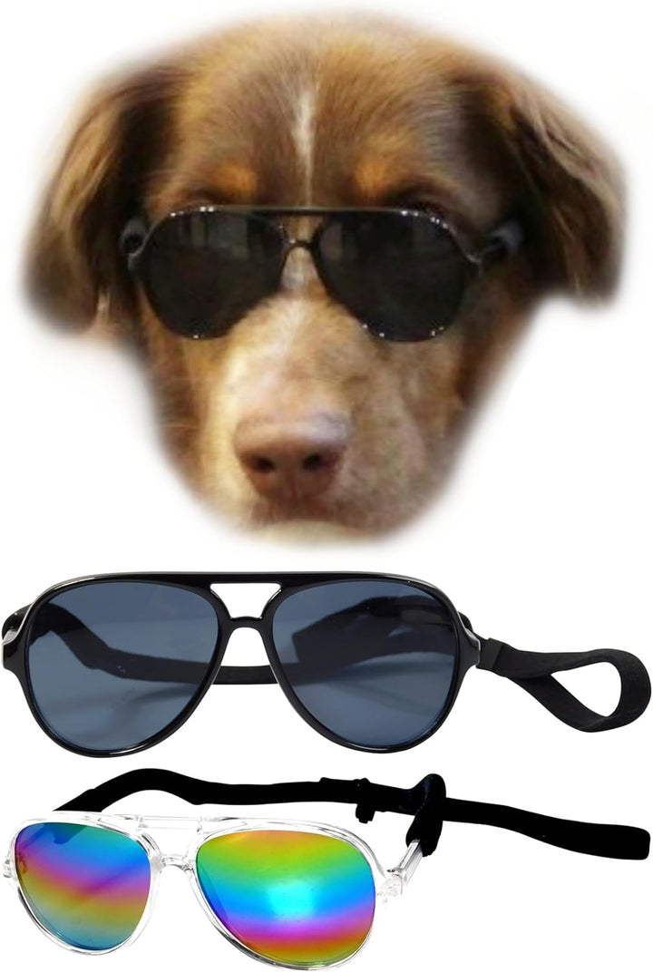 G010 Dog Pet Costume Aviator Sunglasses for Medium Breeds 20-40 Lbs (Black)