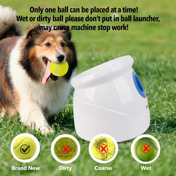 Dog Automatic Ball Launcher for Large Dogs Ball Thrower Machine Outdoor Indoor Use Interactive Dog Toy Adjustable Distance 10-40Ft - Included 6 PCS 2.5” Tennis Balls and a Whistle