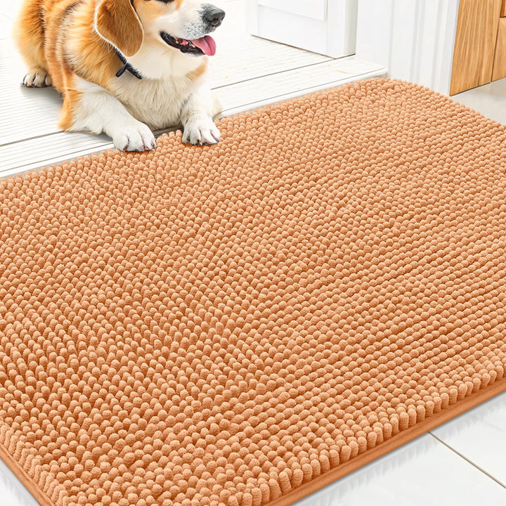 Dog Door Mat for Muddy Paws 30X20, Absorbs Moisture and Dirt Doormat, Non-Slip Washable Quick Dry Chenille Front Door Mat Indoor Entrance, Entryway Carpet for inside Floor, Grey