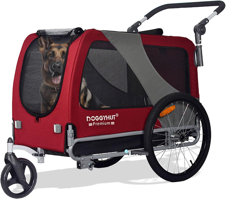 ® Premium Large/Xl Pet Bike Trailer & Stroller for Large Sized Dog or Multiple Small Dogs,Low Center of Gravity,Parking Brakes,Easy Folding Frame,Bicycle Carrier