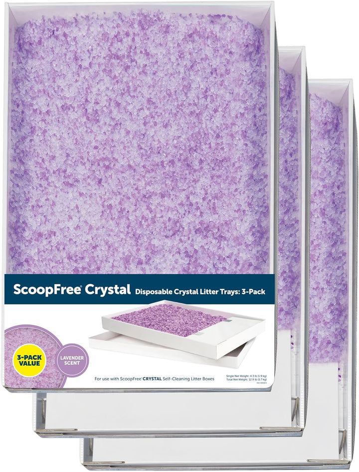 Scoopfree Disposable Crystal Cat Litter Tray - Easy Cleaning Box - Refill Tray for Electric Litter Box - Lavender Scent - 4.3 Lb Bags - 6 Pack