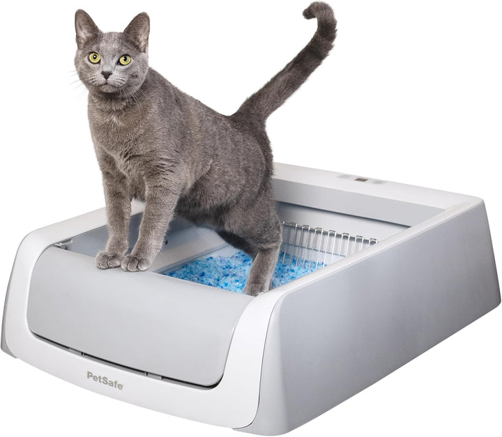 Scoopfree Crystal Pro Self-Cleaning Automatic Litter Box - Uncovered Motion-Sensing Cat Box with Integrated Health Counter - Includes 1 Disposable Crystal Litter Tray