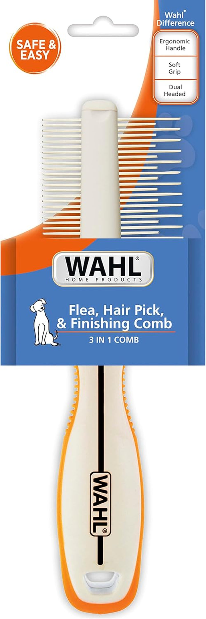 Premium Flea, Hair Pick, & Finishing Comb with Ergonomic Grips for Dog Grooming, Brushing, Detangling, and Flea Removal – Model 858503