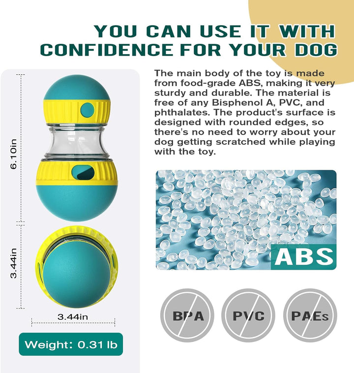 Dog Puzzle Toy Adjustable Treat Dispensing Ball Food Dispenser Tough Slow Feeder Puppy Enrichment Training Toy Pet Interactive Chase Toys for Small Medium Large Dogs to Keep Them Busy, Green