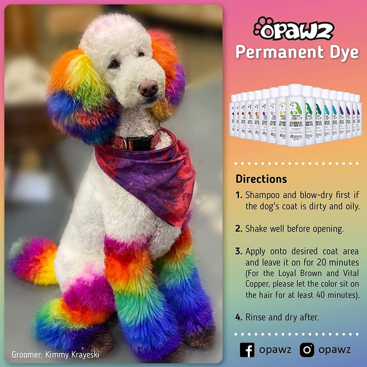 Permanent Dog Hair Dye, Pet Hair Dye Safely Used by Grooming Salons for a Decade, Pet Safe Dye Lasts over 20 Washes, Bright Color for Dogs and Horses (Adrian Pink)