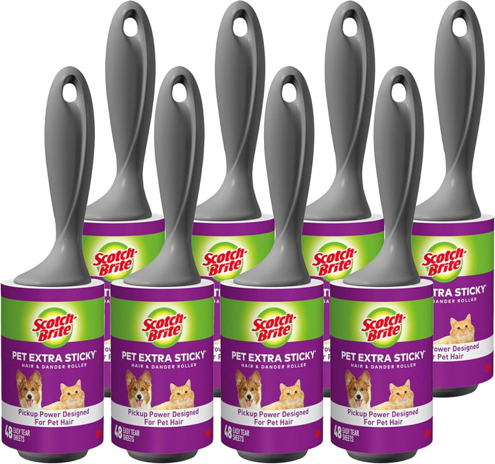 Pet Hair Pickup Extra Sticky Lint Roller, Designed for Removing Fur + Fluff on Couches, Clothes, Dog and Cat Beds, & More, 4 Pack, 192 Easy-Tear Adhesive Sheets Total