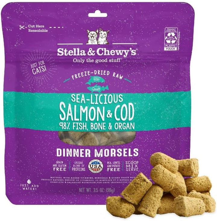 Freeze-Dried Raw Cat Dinner Morsels - Premium Chicken Recipe with 98% Cage-Free Meat & Organs - Natural Grain-Free Cat & Kitten Food - Made in USA - 3.5 Oz