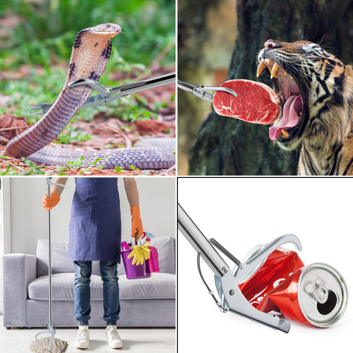 47" Extra Heavy Duty Snake Tongs Reptile Grabber Catcher Wide Jaw Handling Tool