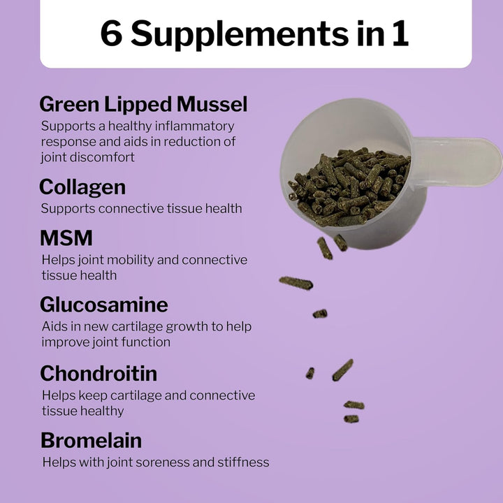 Joint 6In1 Equine Supplement 5 Lb Bag - Support for Joint Integrity and Inflammatory Response in Horses - Green-Lipped Mussel, MSM, Glucosamine, Chondroitin & Collagen