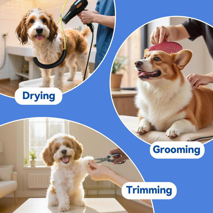 Adjustable Foldable Dog Grooming Arm with Heavy-Duty Clamp: 26" to 40" Height, Includes Safety Hammock & No-Sit Holders – Perfect Grooming Restraint for Small & Medium Dogs at Home or Salons