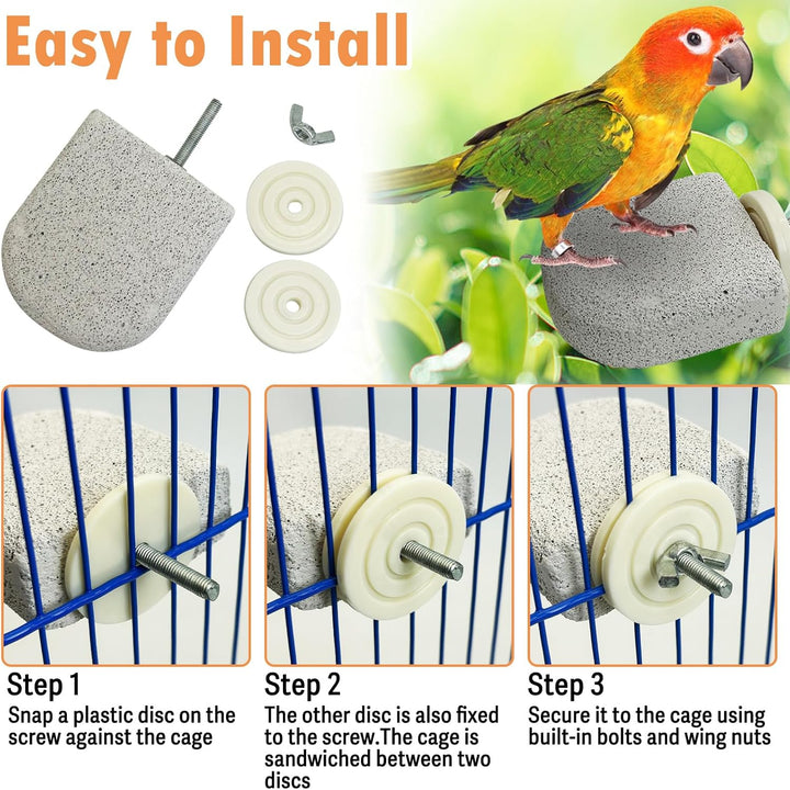 4 PCS Bird Perch Stands Parrot Calcium Perch Beak Grinding Stone Foot Claws Trimmer Parakeet Platform Parrot Chewing Toys for Small Medium Cockatiel Conure Lovebird Finch