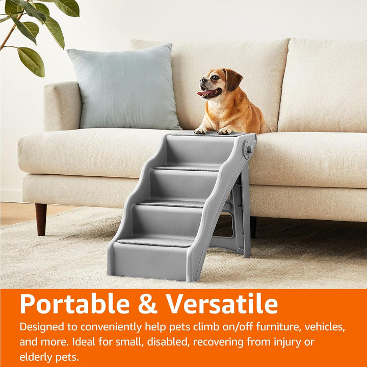 Foldable Non-Slip Pet Stairs, Steps for Dogs and Cats, 14.6'' W X 22.75'' D X 19.5'' H, Grey