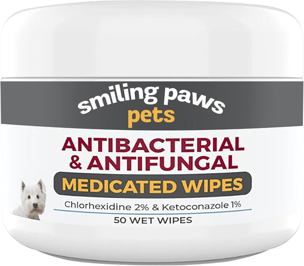 - Antibacterial & Antifungal Wipes for Dogs & Cats (With Chlorhexidine & Ketoconazole)