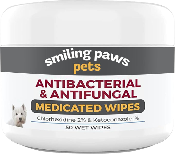 - Antibacterial & Antifungal Wipes for Dogs & Cats (With Chlorhexidine & Ketoconazole)