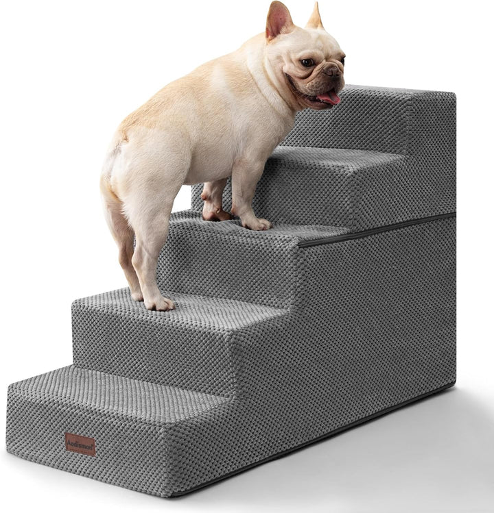 Dog Stairs for Small Dogs & Cats, 3-Step Non-Slip Pet Steps for Couch Sofa and Chair, Grey, 13.6" H