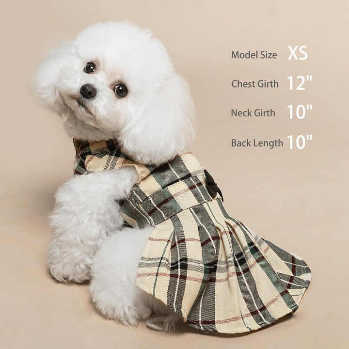 Classic Plaid Dog Dress Cute Puppy Clothes Outfit Medium