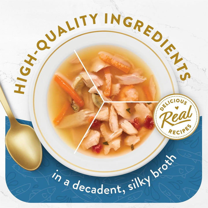 Purina  Lickable Wet Cat Food Broth Complement Classics Collection Variety Pack - (Pack of 12) 1.4 Oz. Pouches