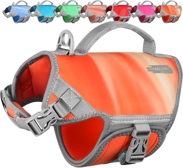 Neoprene Dog Life Vest, Dog Life Jacket for Swimming & Boating, Lightweight & Buoyancy for Puppy Doggy, Swimming Vest with Handle, XS, Raspberry Pink