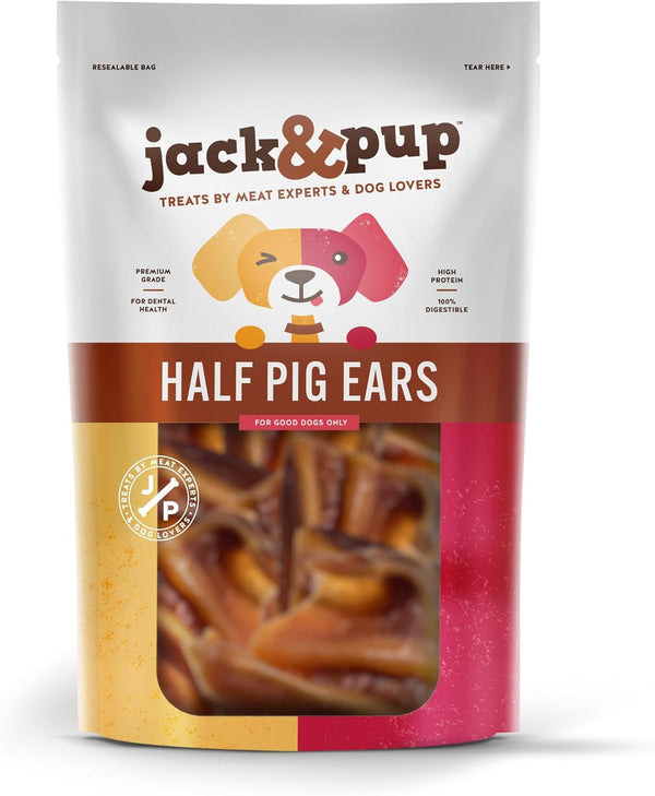 Natural Half Pig Ears for Dogs Large, Pigs Ears for Dogs - Premium Dog Ear Treat - Dog Chew Treats for Large and Small Breeds (18 Pack)