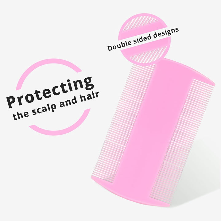 Flea Comb for Dogs and Cats - Lice Comb with Rubber Handle - Promotes Hair Growth and Removes Loose Hair, Knots, and Flakes Flea Brush for Pets(3P,Pink)