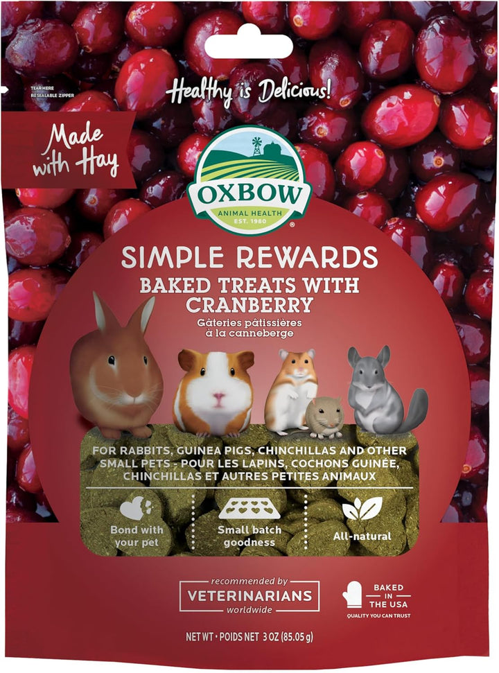 Animal Health Simple Rewards Apple Banana Treats, Timothy Hay Guinea Pig & Bunny Treats, Pet Snack, Made with  Guinea Pig Hay, Made in USA, Timothy for Rabbit, 3 Oz Bag