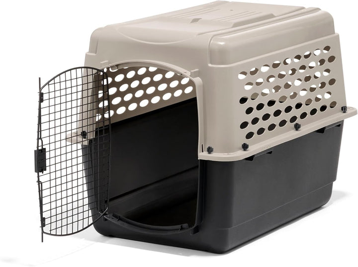 Vari Dog Kennel - Portable Dog Carriers & Crates for Large Dogs, Airline-Friendly, Durable Plastic, Pet Carrier for Home and Travel, 36 Inches, Taupe and Black