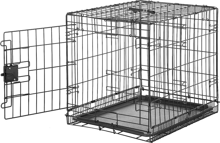 Durable, Foldable Metal Wire Dog Crate with Tray, Double Door, 36 X 23 X 25 In, Black