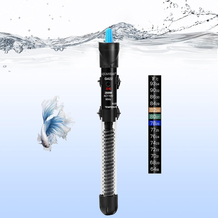 Aquarium Heater, 50W Fish Tank Heater, Adjustable Submersible Water Thermostat with Thermometer