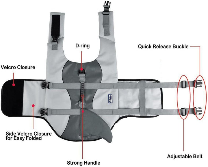 Adjustable Dog Life Jacket for Swimming - Quick-Drying,Dog Saver Vest with Safety Handle