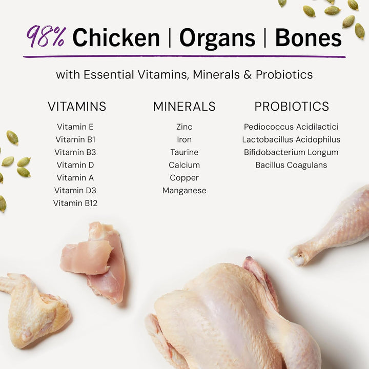 Freeze-Dried Raw Cat Dinner Morsels - Premium Chicken Recipe with 98% Cage-Free Meat & Organs - Natural Grain-Free Cat & Kitten Food - Made in USA - 3.5 Oz