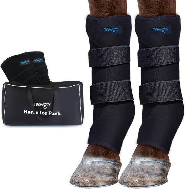 Horse Ice Pack Reusable Horse Leg Wrap for Injury, Cooling Horse Knee Wrap Full Coverage Leg Ice Boot Cold Pack 2 Wrap with 4 Gel Packs for Knee, Legs, Boots, and Hooves