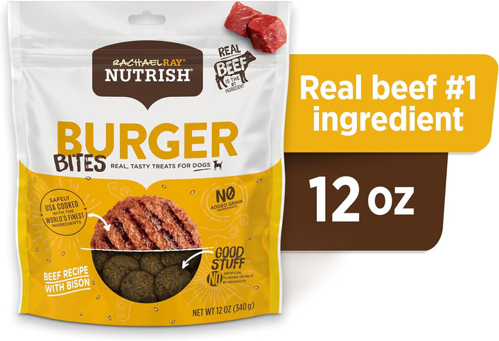 Rachael Ray Burger Bites Dog Treats, Beef Recipe with Bison, 12 Oz. Pouch