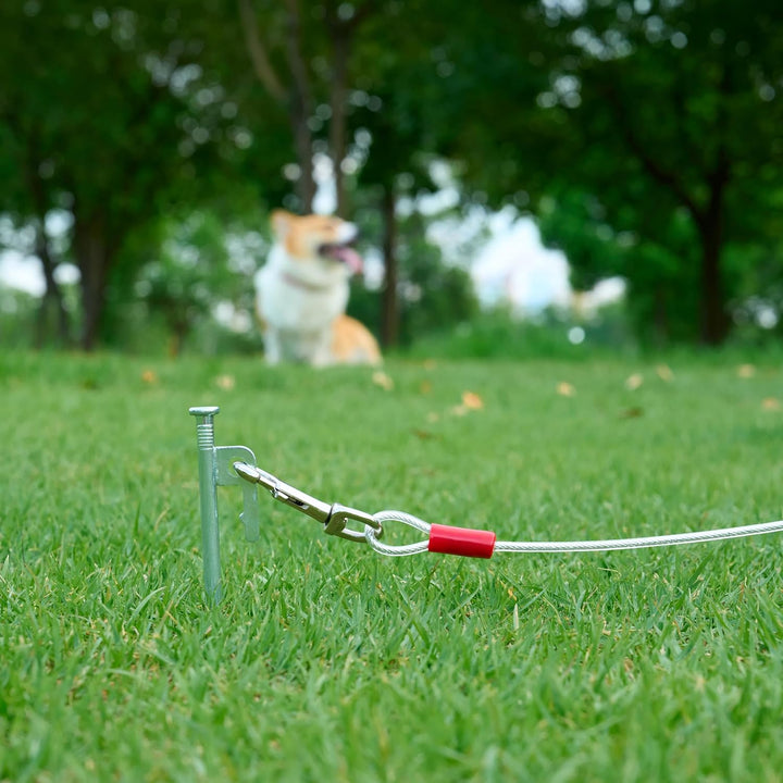 Tie-Out Cable for Dogs up to 90 Lbs, 25 Feet, White