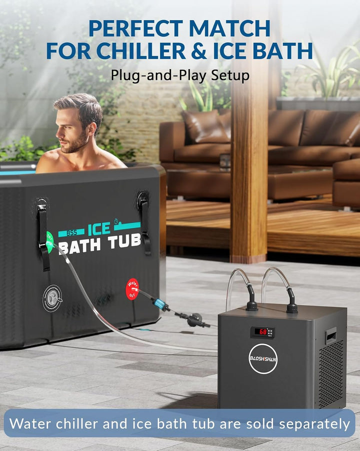 Ice Bath Accessories Kit, Cold Plunge Kit with 317GPH External Pump, Filter, 1/2” to 0.71" Connector, Hose, Compatible 500L 300L Aquarium Chiller & Inflatable Cold Plunge Tub