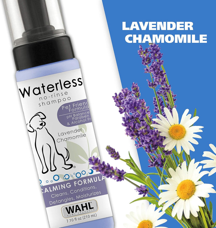 USA Pet Friendly Waterless No Rinse Shampoo for Animals – Lavender & Chamomile Scented - Cleaning, Conditioning, Detangling, & Moisturizing Shampoo for Dogs – 7.1 Oz - Model 820014A
