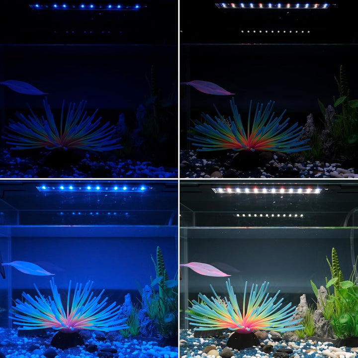 11W Aquarium LED Light for 12 to 18 Inch Fish Tanks Extendable Fish Tank Light with Full Spectrum Brilliant White Blue Red Lights with Daytime & Night Modes and Adjustable Brightness