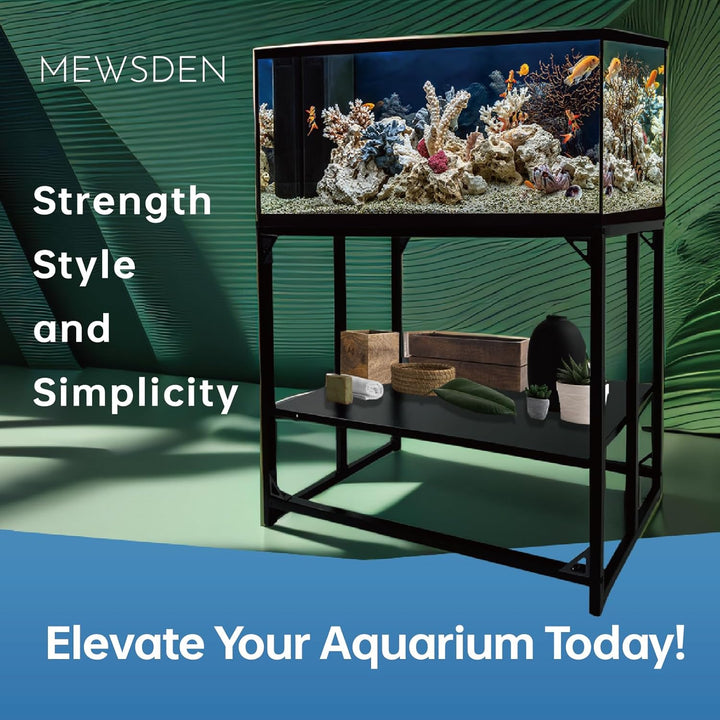 Fish Tank Stand, 40 Gallon Heavy Duty Metal Aquarium Stands, Reptile Tank, Turtle Tank, Breeder Tank Stand, Fish Tank and Stand Combo Set (Black, 36.5"X18.5"X29.5")