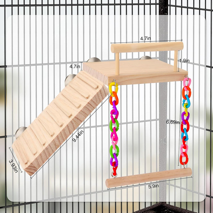 Bird Perch Bird Cage Accessories Platform Swing - for Parrot,Parakeet,Budgies, Cockatiels, Lovebirds, Pacific Parrotlets,Chinchilla, Hamster - Sturdy Play Gym Exercise Stand