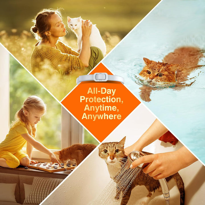 Natural Flea and Tick Collar for Cats – 4 Pack, 8 Months Long-Lasting Protection, Waterproof, Adjustable Size for Kittens and Adult Cats