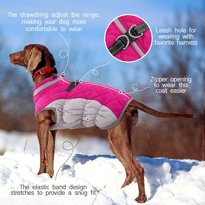 Dog Coat for Small Dogs,Waterproof Dog Winter Jacket with Harness Built in Puppy Cold Weather Coats Reflective Pet Vest with Zipper Warm Fleece Dogs Snowsuit Windproof Pink S